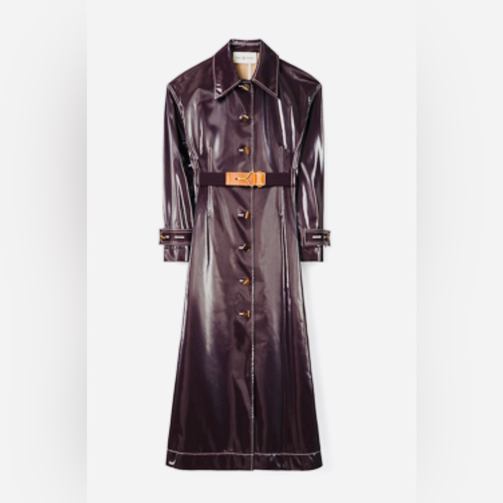 Tory Burch Coated Trench in Plum size 4